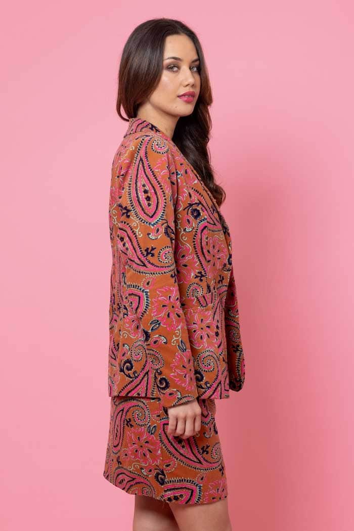 Louie Cord Blazer Caramel Paisley 2