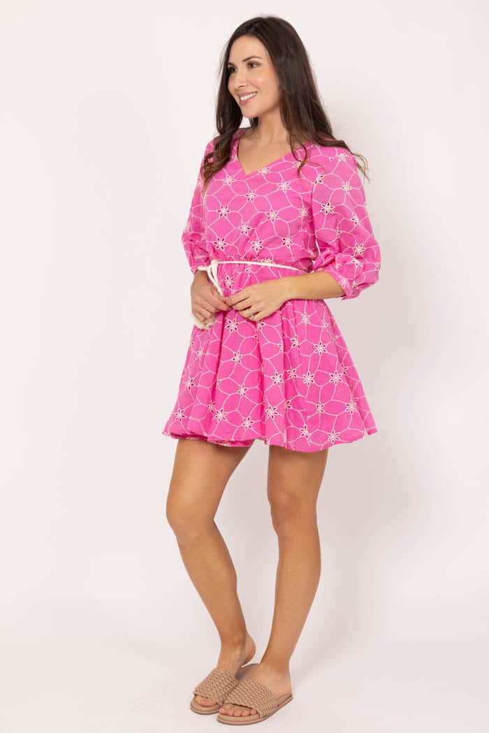 Lia Embroidered Mini Dress Pink 2