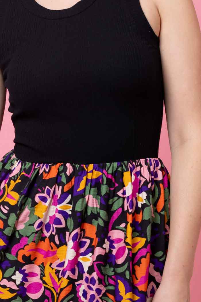 Mae Singlet Dress Black Floral 4