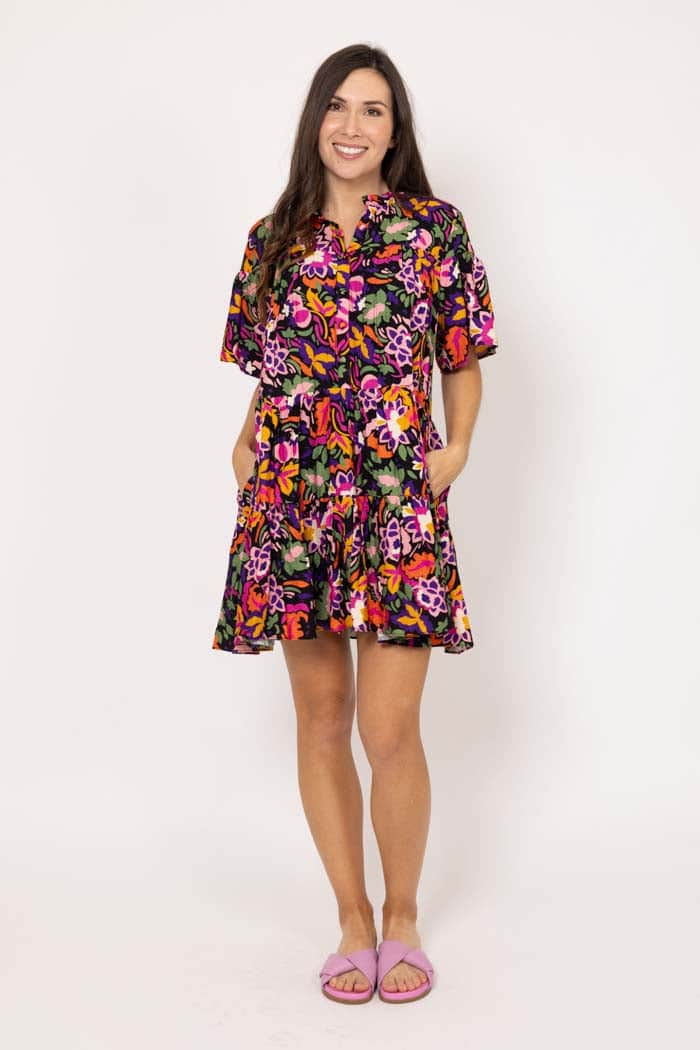 Cameron Mini Dress Black Floral