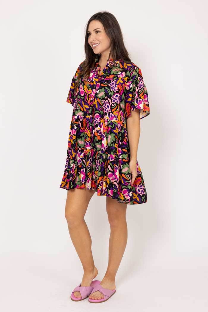 Cameron Mini Dress Black Floral 2