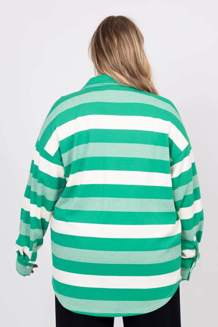 Amelia Stripe Shacket Green 6
