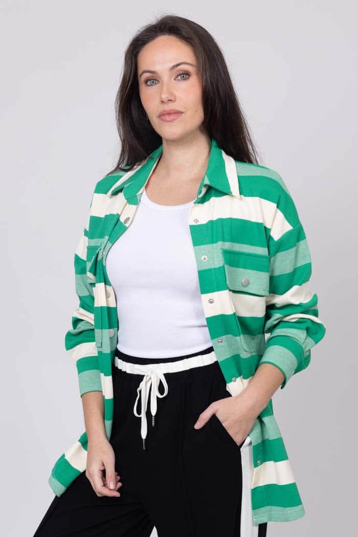 Amelia Stripe Shacket Green 3