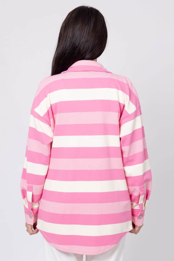 Amelia Stripe Shacket Pink 3