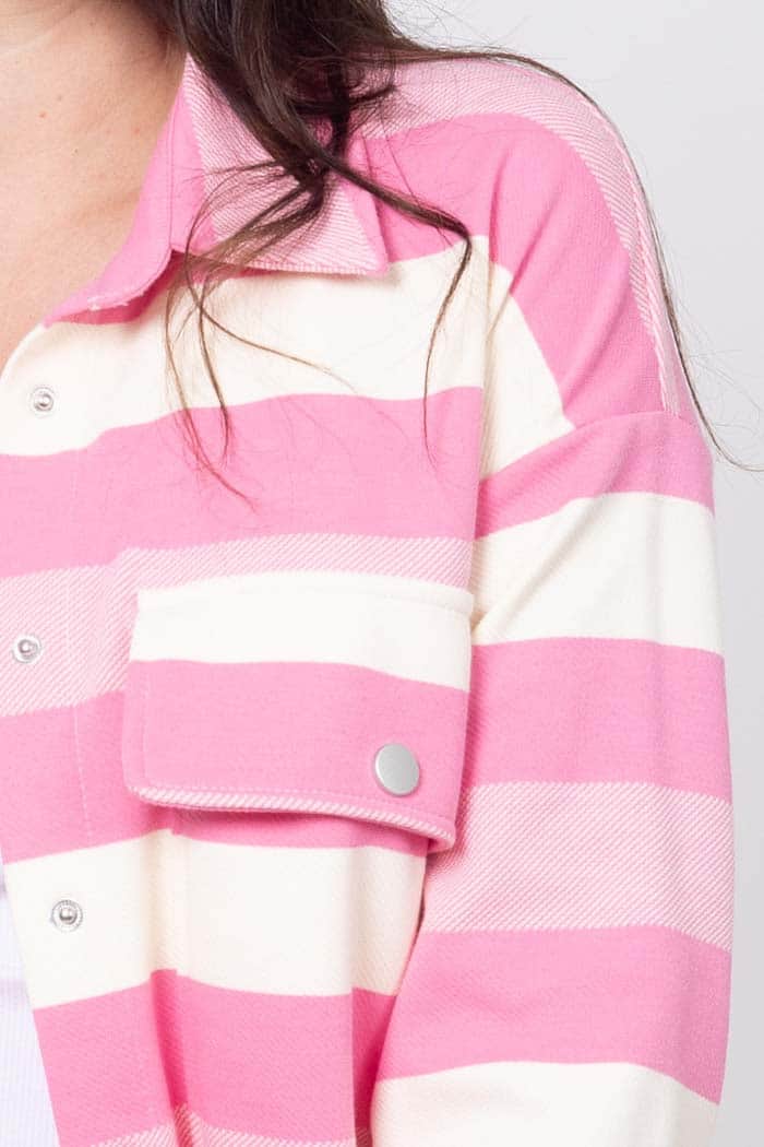 Amelia Stripe Shacket Pink 4