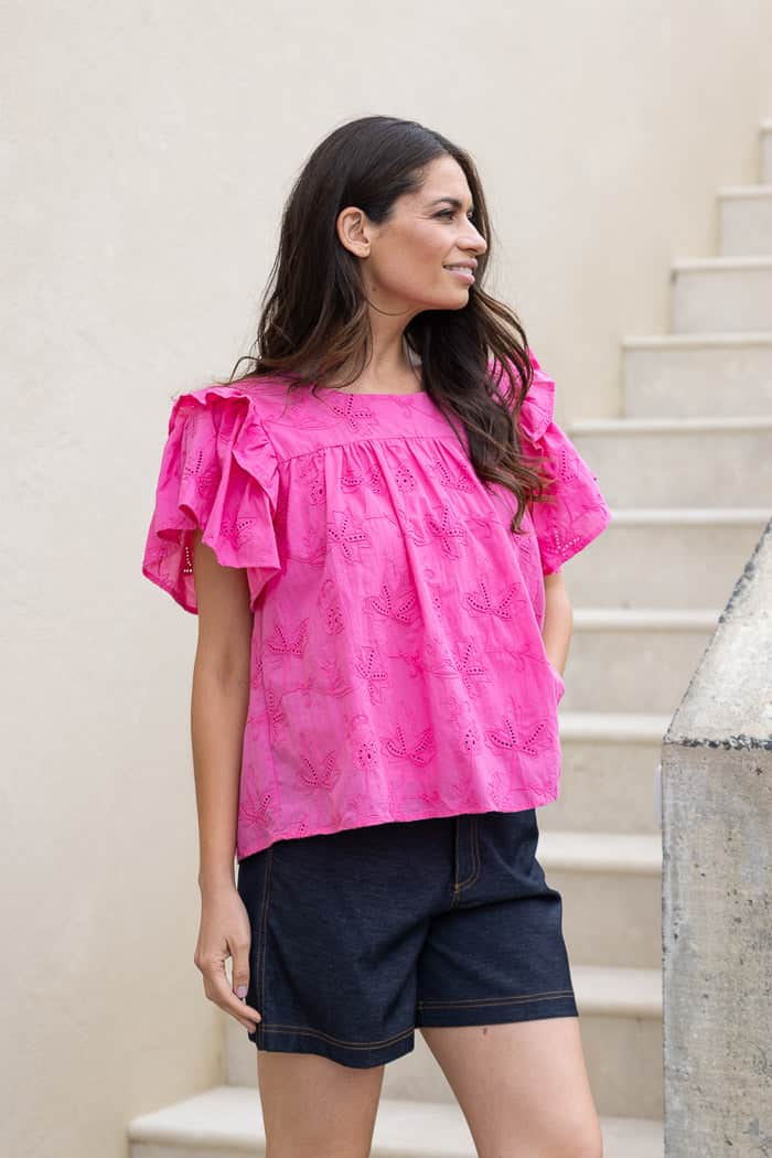 June Embroidered Top Pink 3