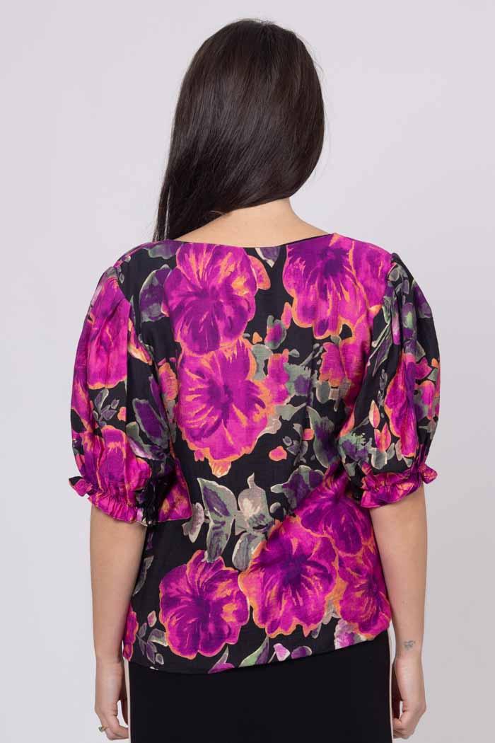 Chetna V Neck Top Black Floral 4