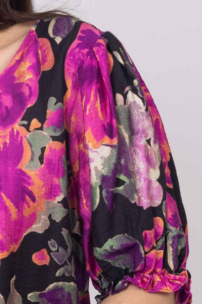 Chetna V Neck Top Black Floral 7