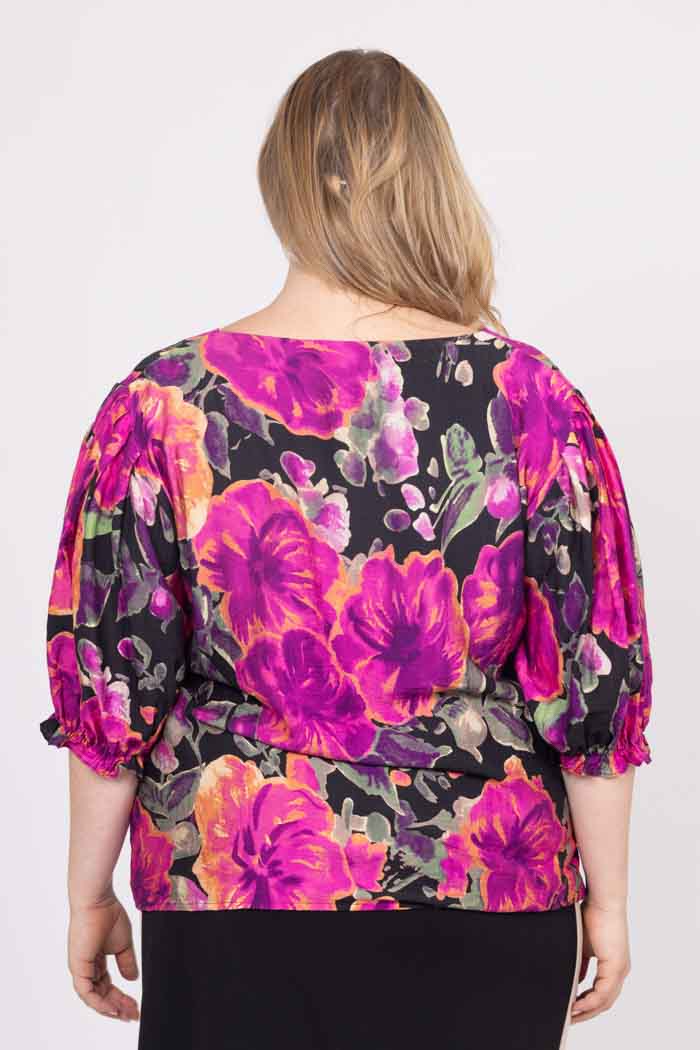 Chetna V Neck Top Black Floral 6