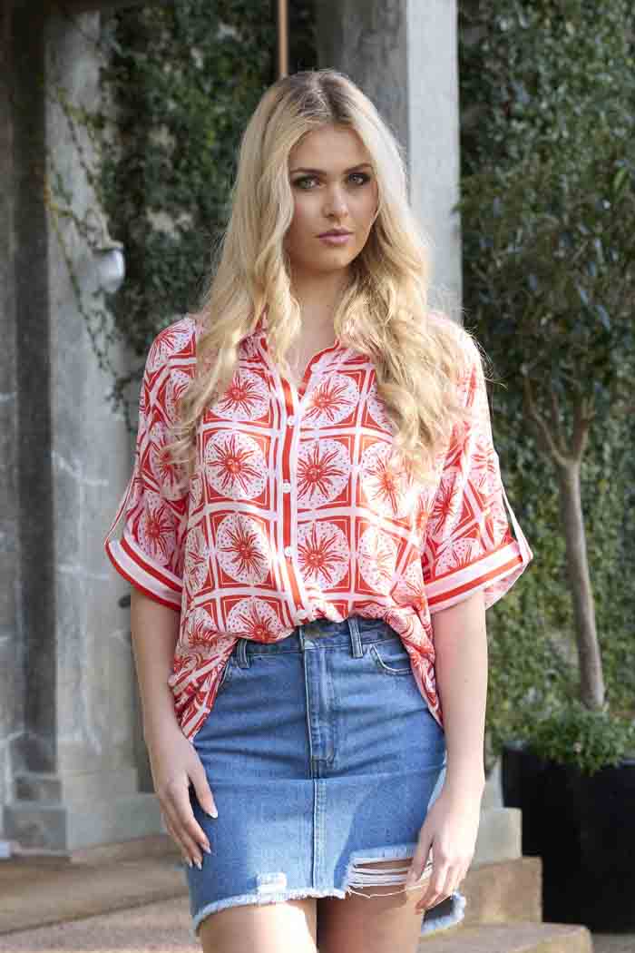 Tara Shirt Red Print