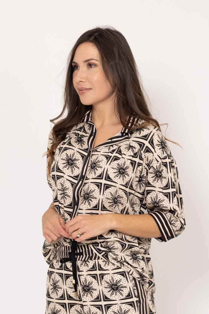 Ashley Shirt Black Beige 2