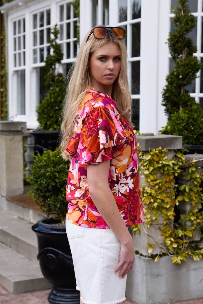 Alex Blouse Orange Floral 2