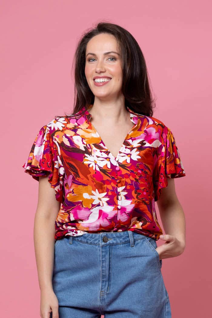 Alex Blouse Orange Floral 4