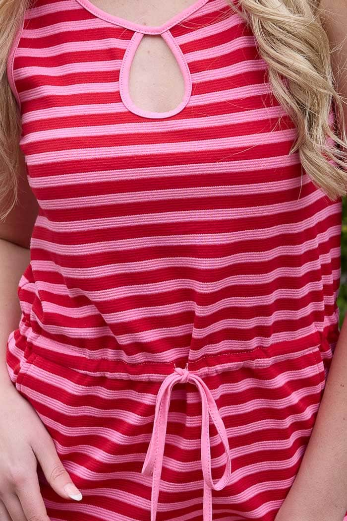 Albie Stripe Dress Pink Red 4