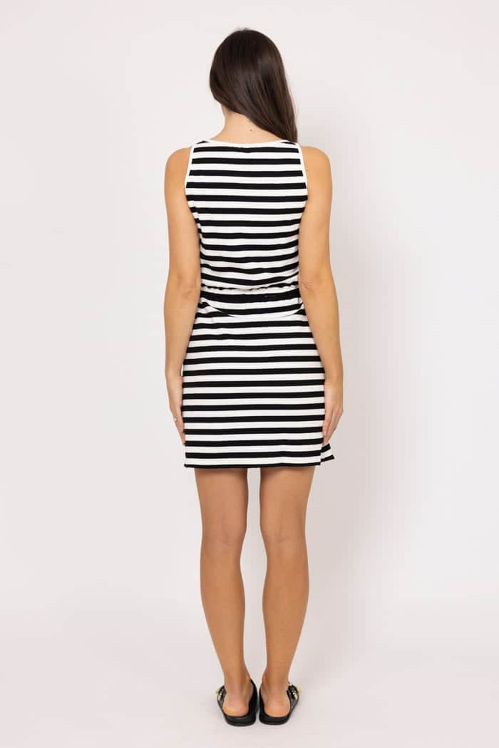 Melissa Stripe Dress Black White 3