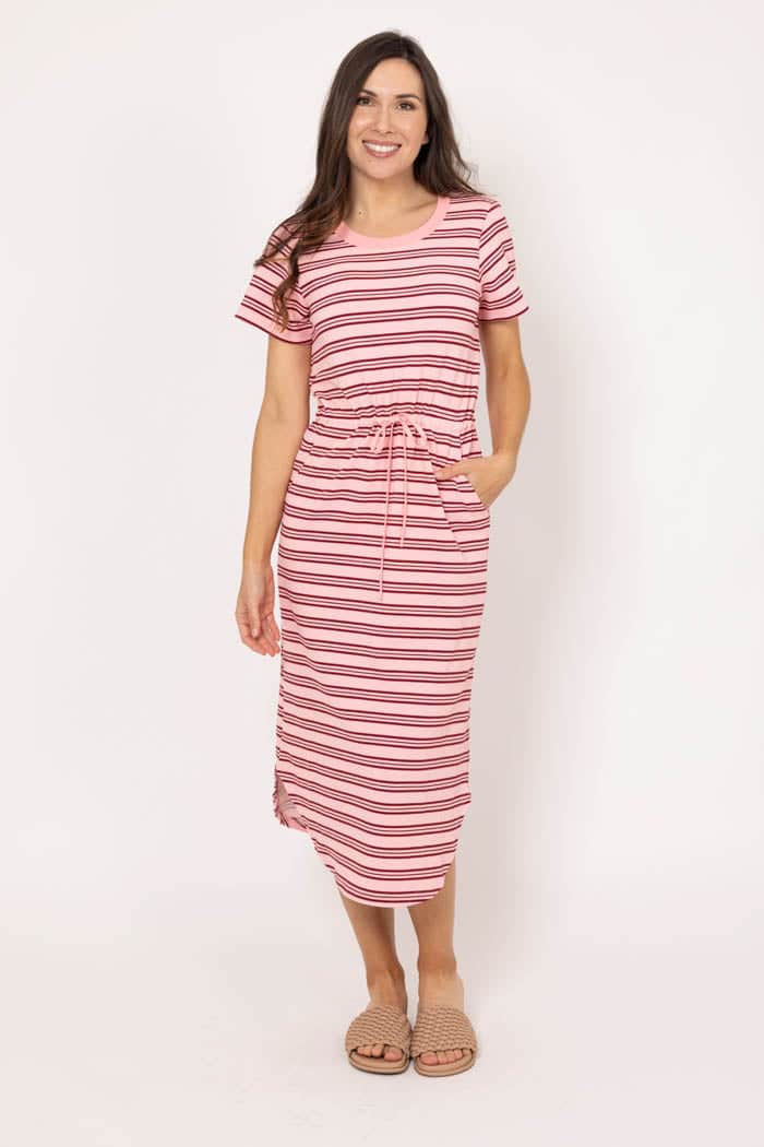 Dallas Stripe Dress Pink