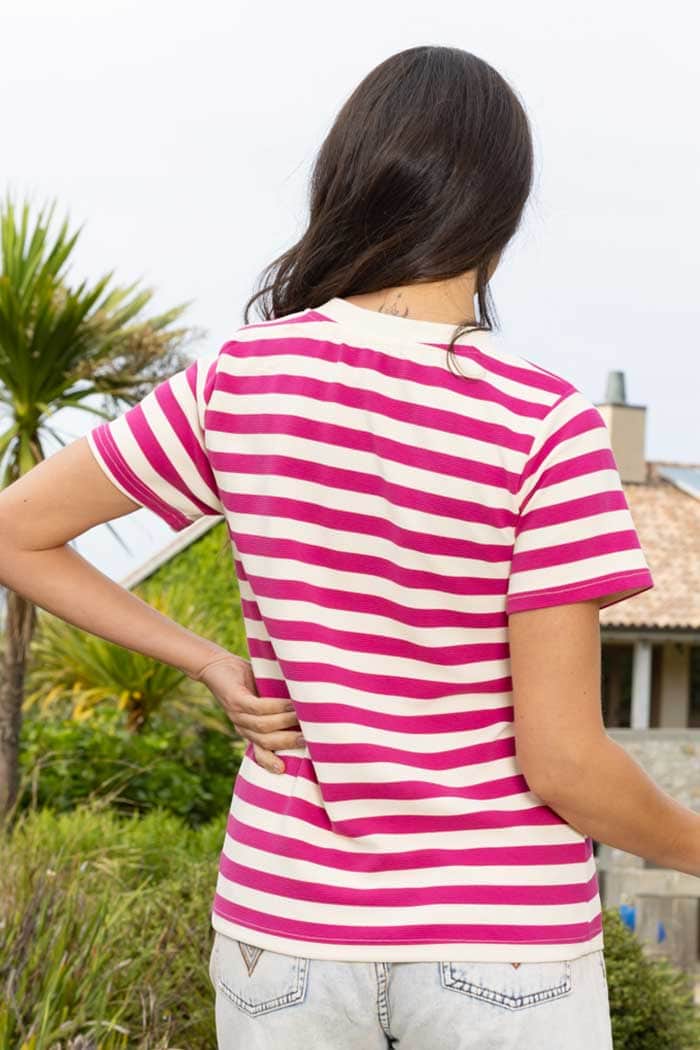 Dolce Stripe T-Shirt Rasberry 3