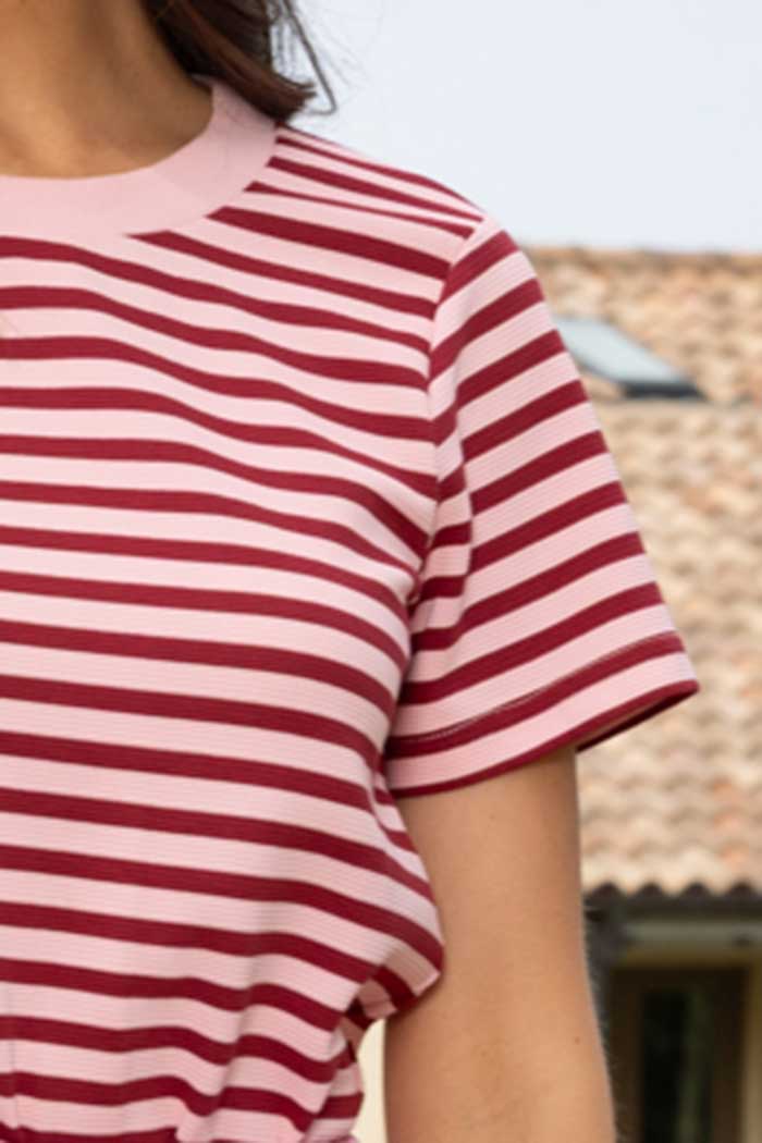Dolce Stripe T-Shirt Pink Maroon 4