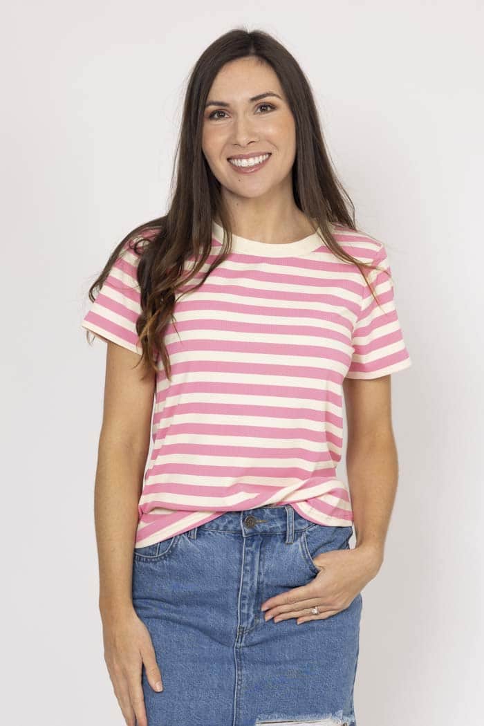 Milo Stripe T-Shirt Pink 5