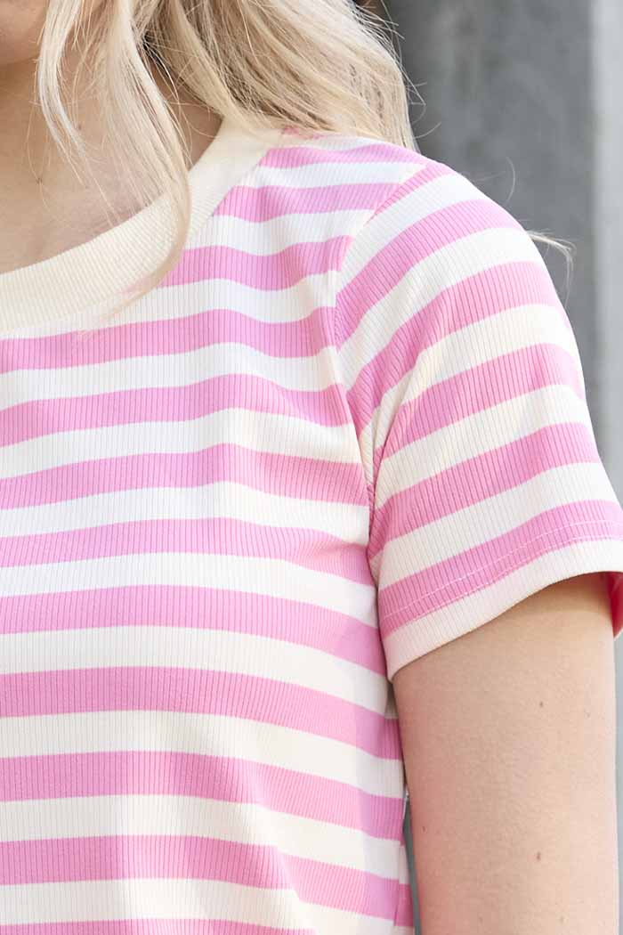 Milo Stripe T-Shirt Pink 4