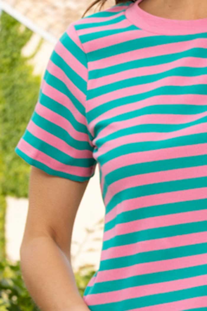 Milo Stripe T-Shirt Pink Green 4