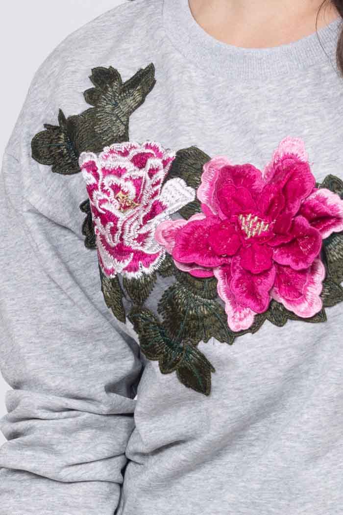 Stevee Embroidered Sweater Grey 7