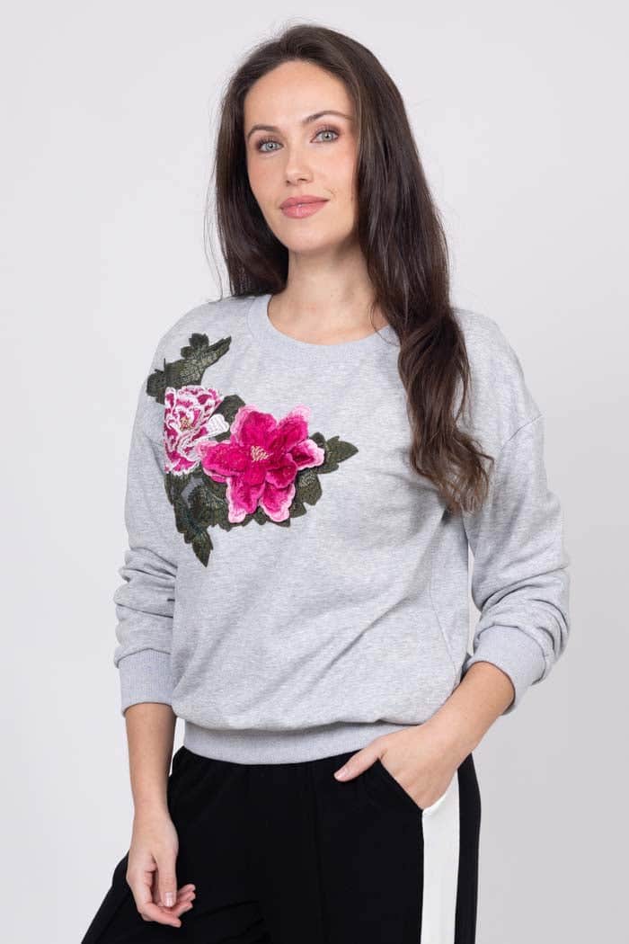 Stevee Embroidered Sweater Grey 3