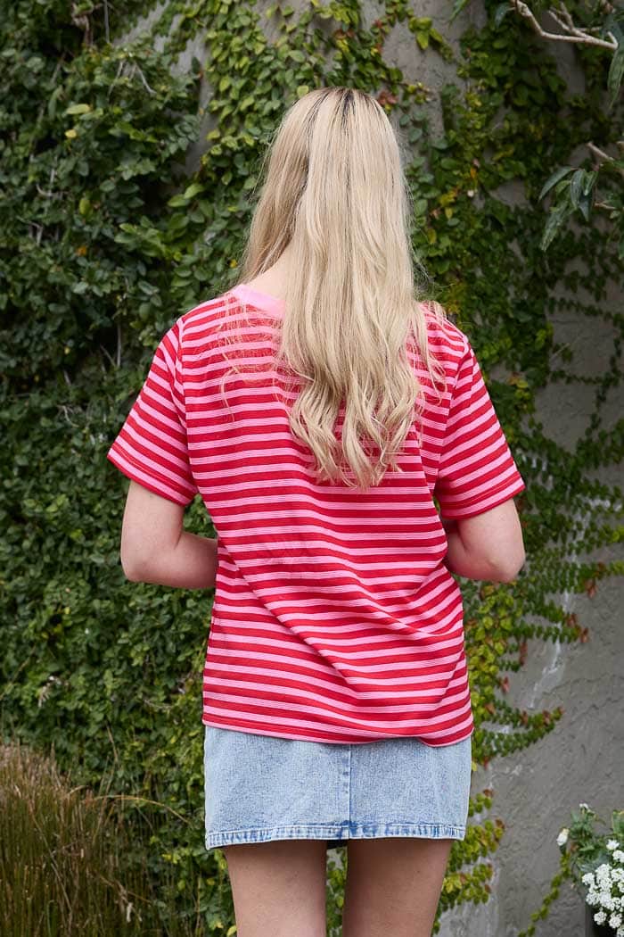 Dolce Stripe T-Shirt Pink Red 4