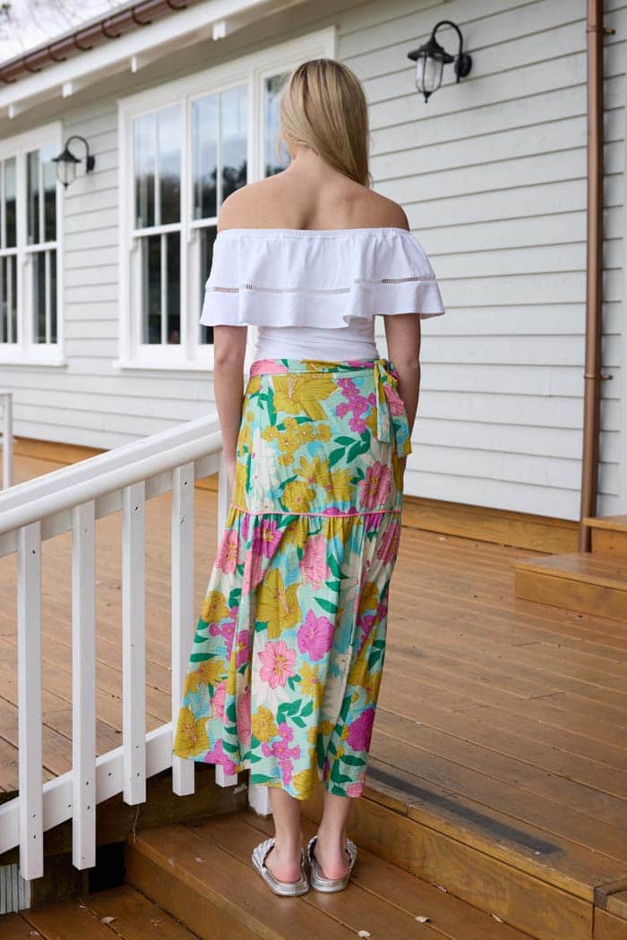Skylar Wrap Skirt Green Floral 3