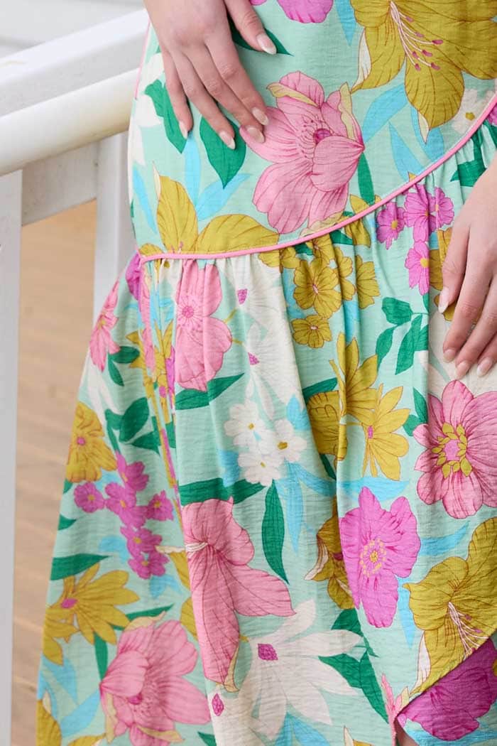 Skylar Wrap Skirt Green Floral 5