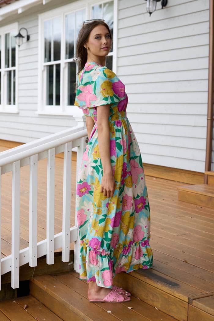 Josie Maxi Dress Green Floral 2