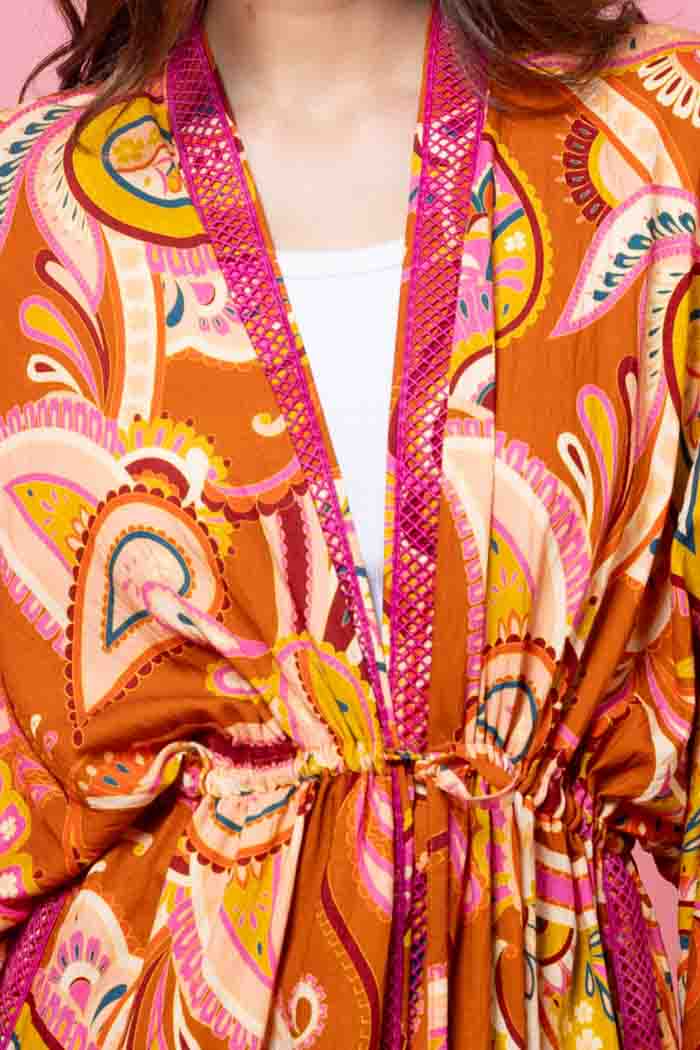 Livi Kimono Rust Paisley 4