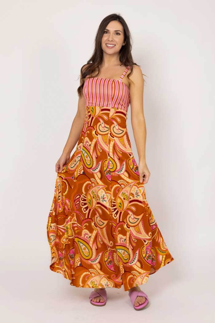Natalie Dress Rust Paisley
