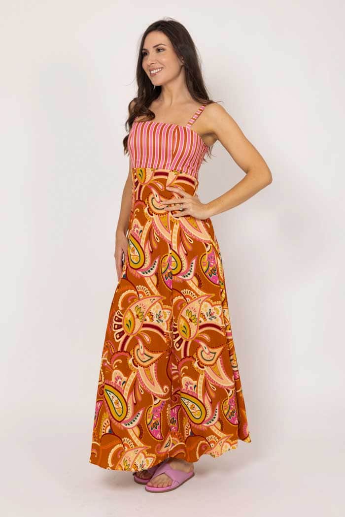 Natalie Dress Rust Paisley 2