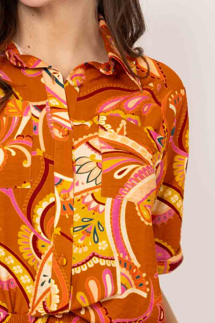 Billie Shirt Rust Paisley 4