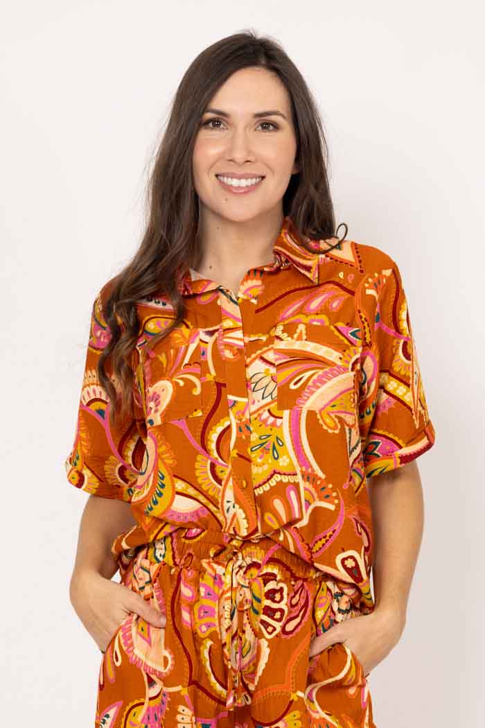 Billie Shirt Rust Paisley
