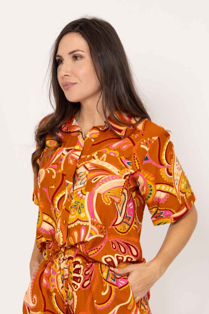 Billie Shirt Rust Paisley 2