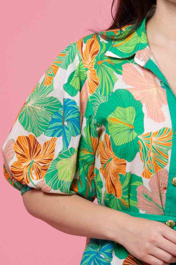 Ellison Shirt Dress Green Floral 4