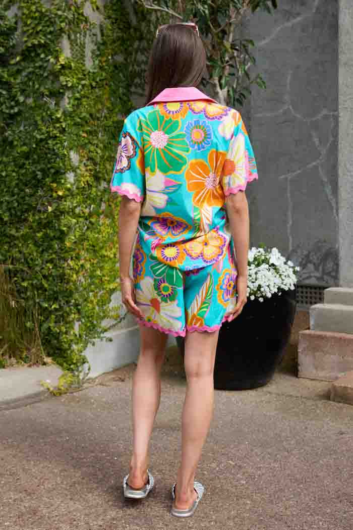 Tina Short Teal Floral 3