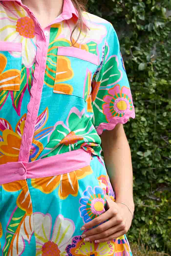 Tina Short Teal Floral 5