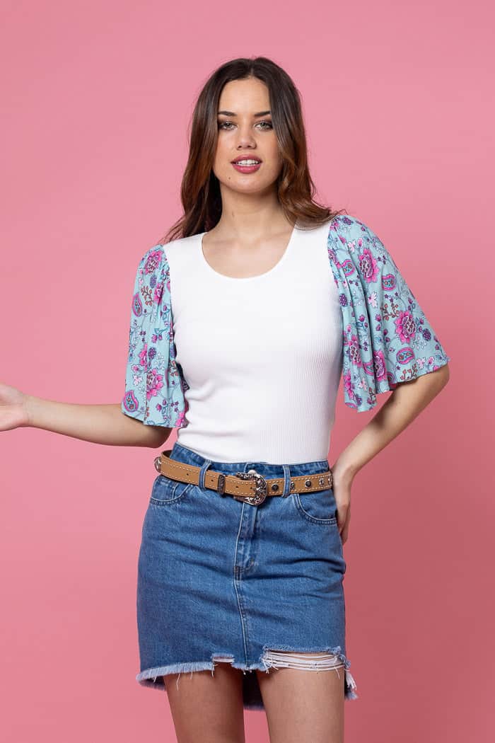 Pansy T-Shirt Blue Boho 6