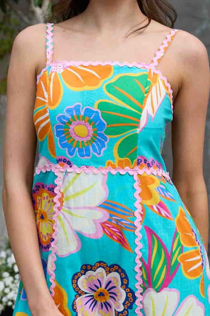 Poppy Maxi Dress Teal Floral 5