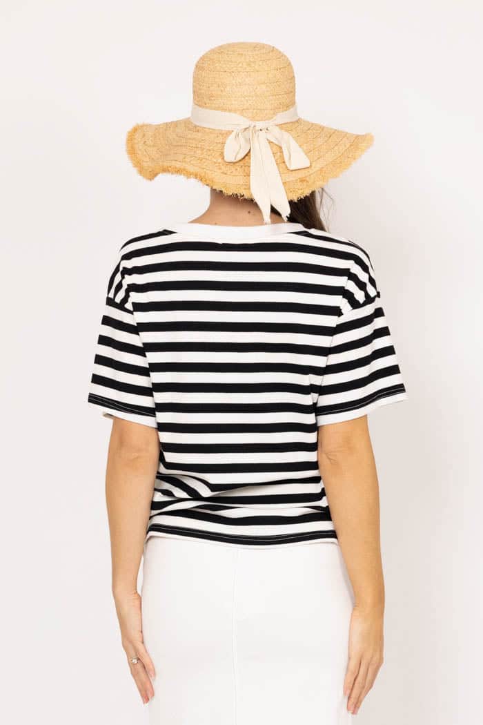 Izzie Stripe Flower T-Shirt Black 4