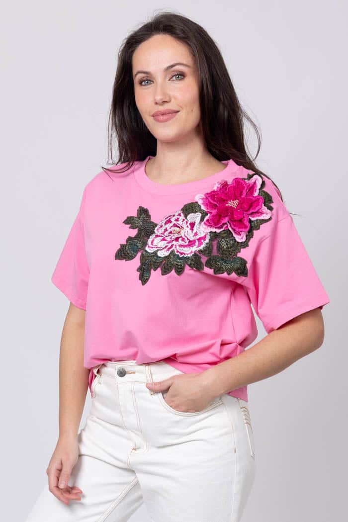 Izzie Flower T-Shirt Pink 2