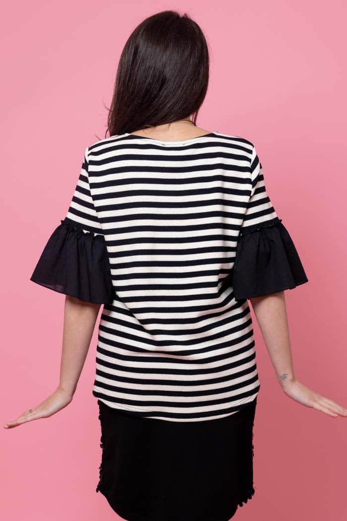 Amy Stripe Top Black Cream 3