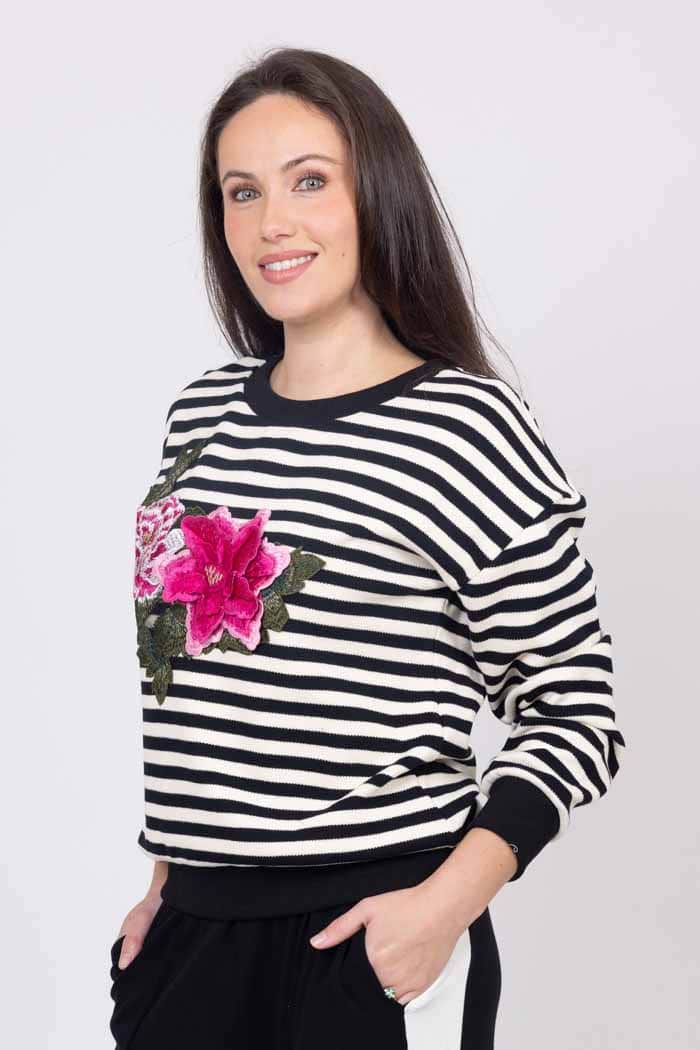 Stevee Embroidered Sweater Stripe 2