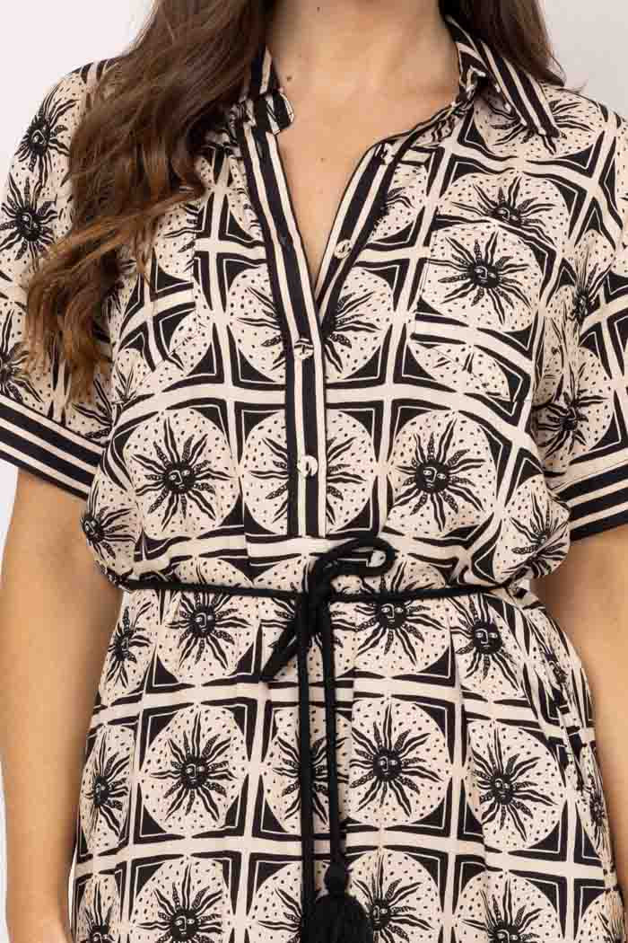 Jett Shirt Dress Black Beige 4