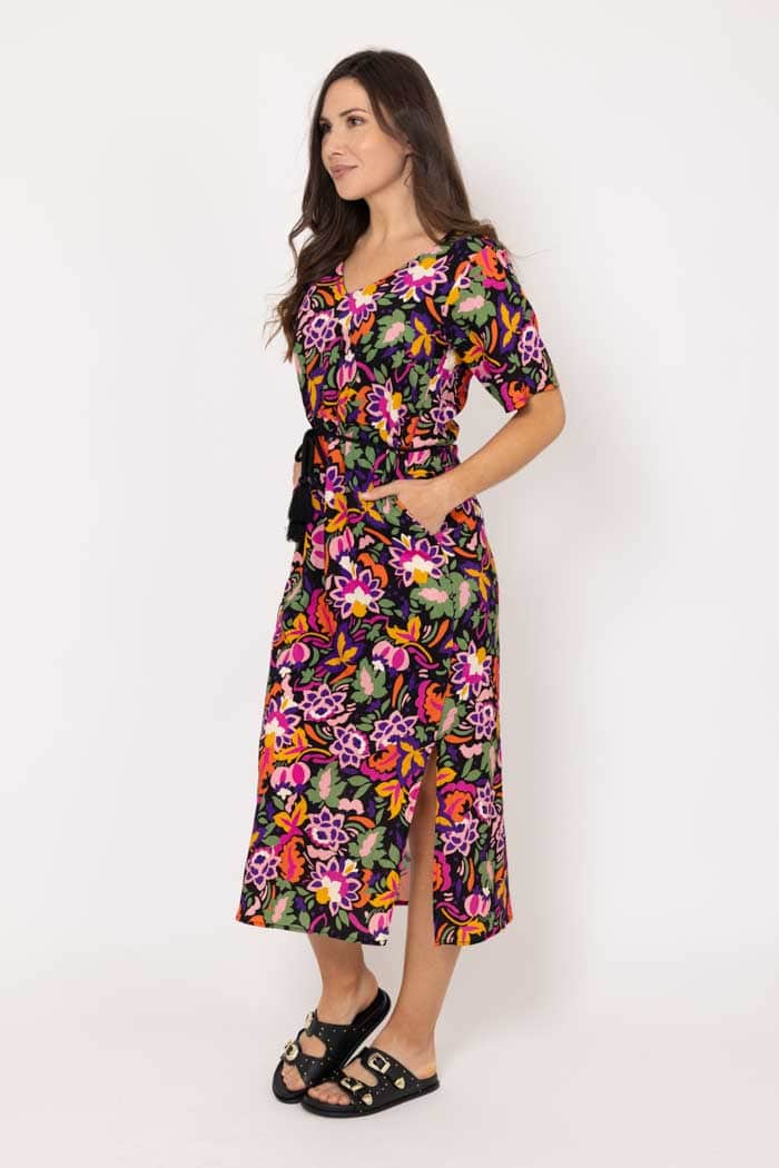 Addison Midi Dress Black Floral 2