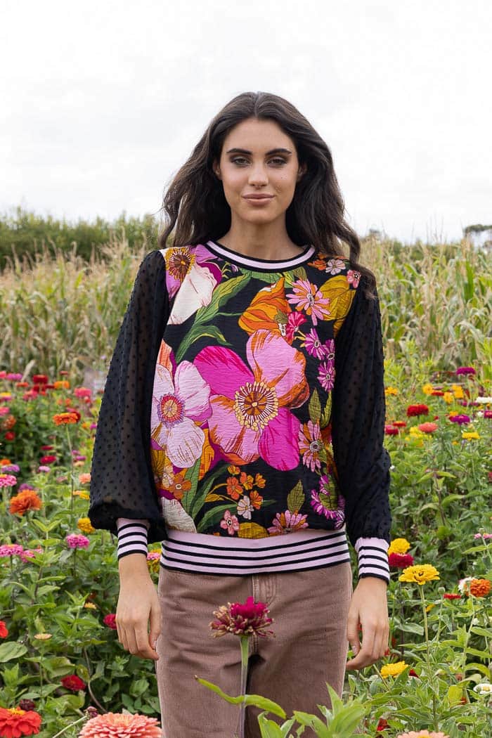 black floral print bodice