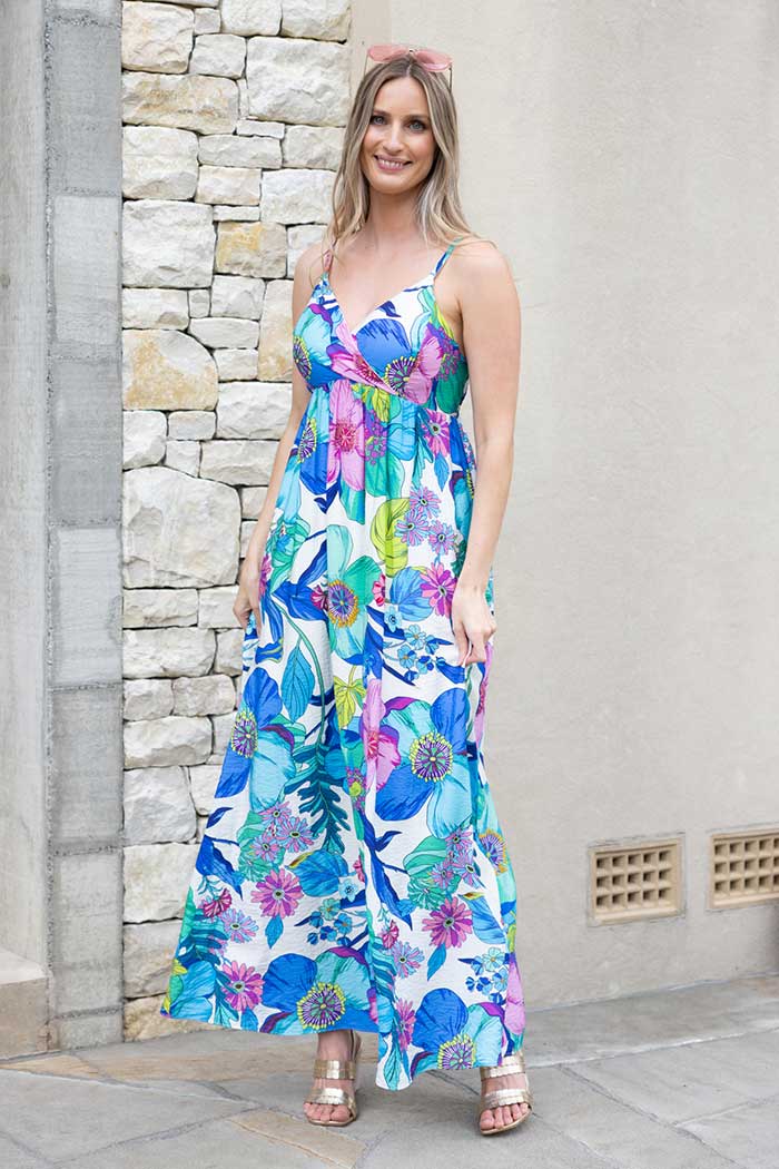 Blue floral maxi dress